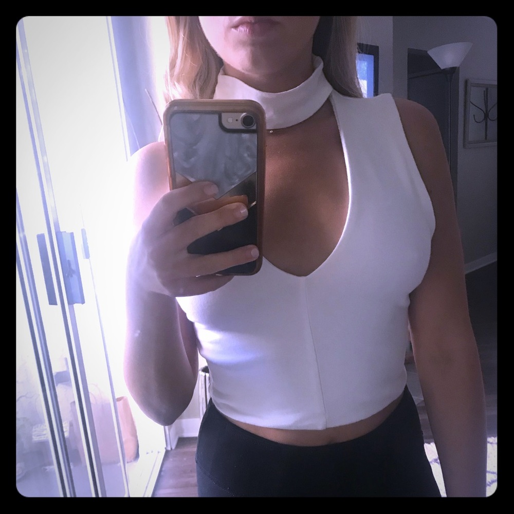 Koo Kai white choker crop top